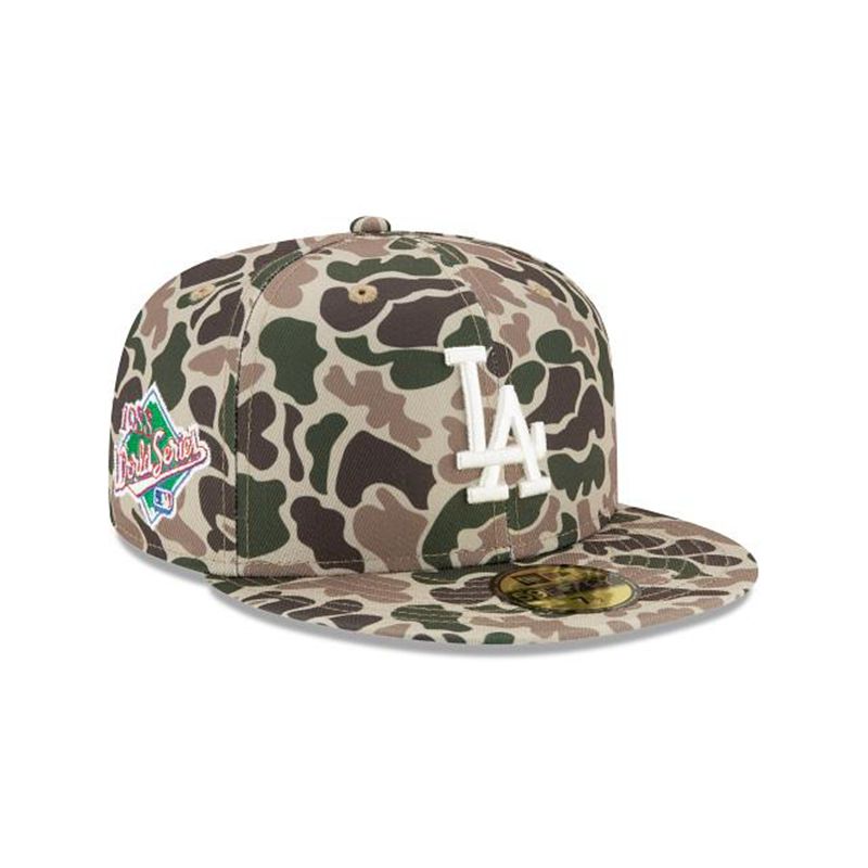 MLB Los Angeles Dodgers Duck Camo 59Fifty Fitted (SKL6015) - Green New Era Caps